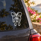 White butterfly outline vinyl decal with bow-like antenna detail