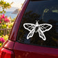 White butterfly vinyl car decal on window glass