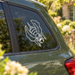 White demon bee outline decal for car window