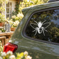 Bee decal sticker with white outline on a car rear window