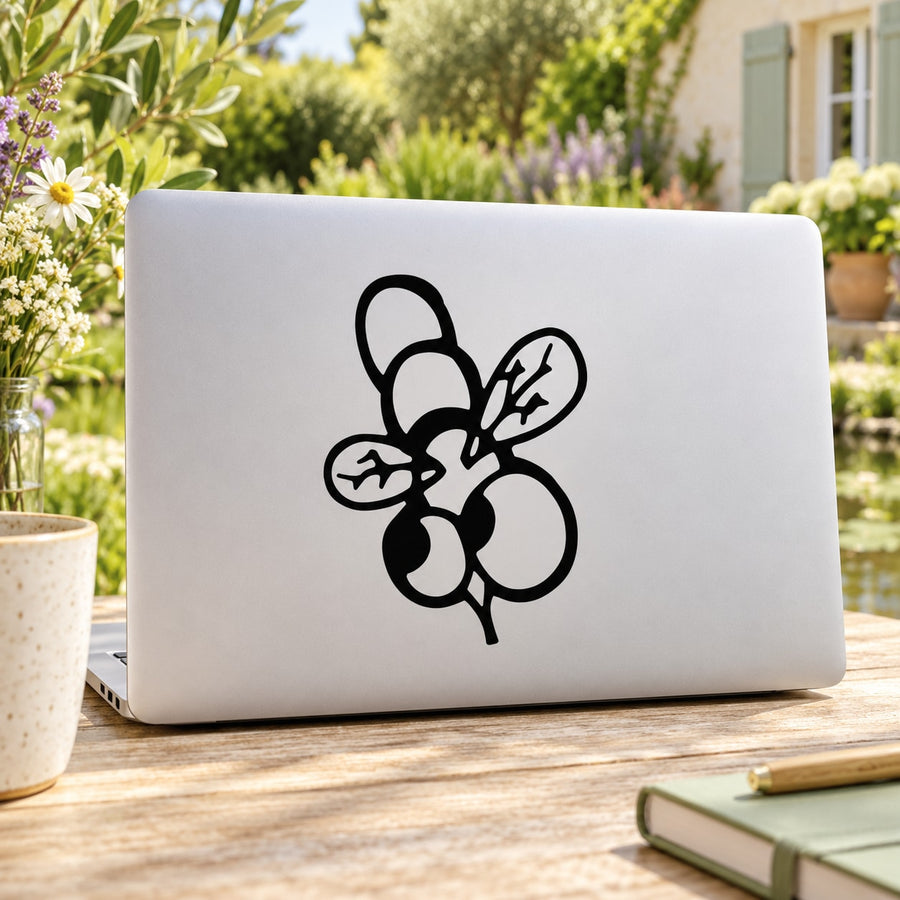 Kids dragonfly decal sticker, black line art on white background
