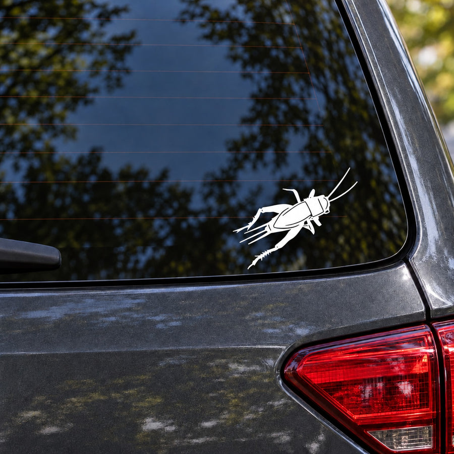 Cricket bat and ball window decal in white