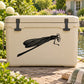 Dragonfly decal on light beige cooler with black dragonfly illustration
