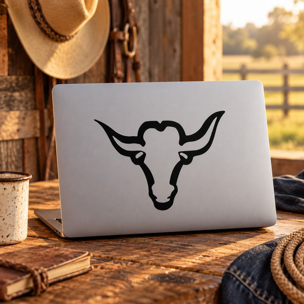 Black bull skull outline decal sticker