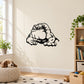 Laying bulldog wall decal with black line-art illustration