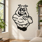 Bulldog arms-crossed wall decal, black and white bold graphic
