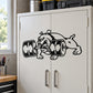 Black bulldog lifting dumbbells decal on a white cabinet door