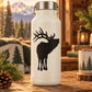 White water bottle with black bull elk decal