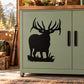Standing bull elk silhouette decal with antlers, black on a light cabinet panel