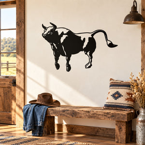 Black bull silhouette decal for wall decor