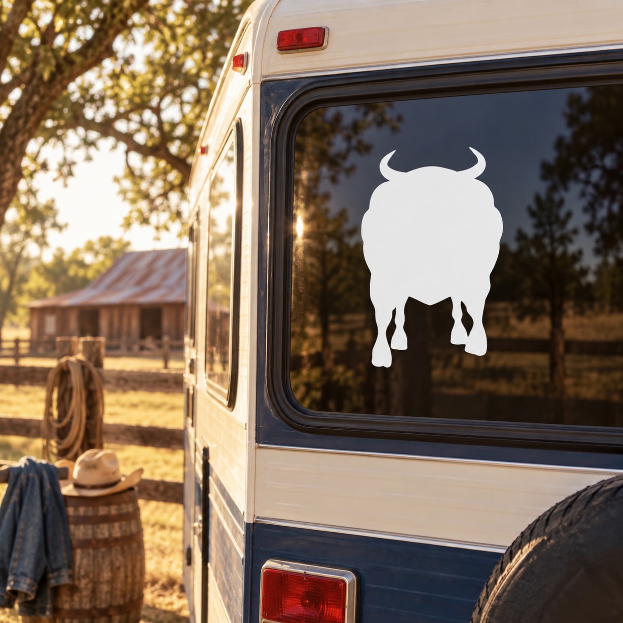 White bull silhouette window decal
