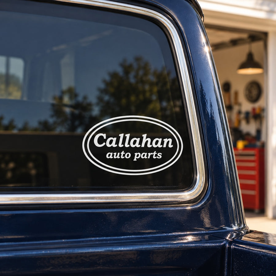 Callahan Auto Parts Decal — illustrative vinyl decal application mockup. Surrounding objects are not included.