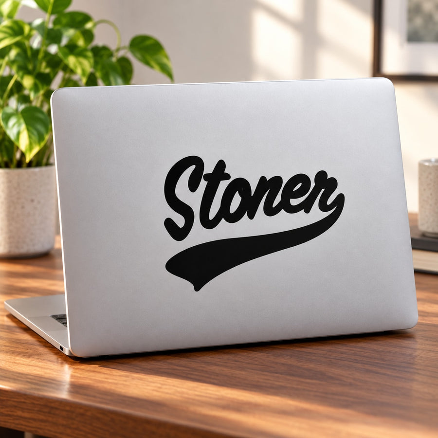 Stoner decal with black cursive "Stoner" text and swoosh underline