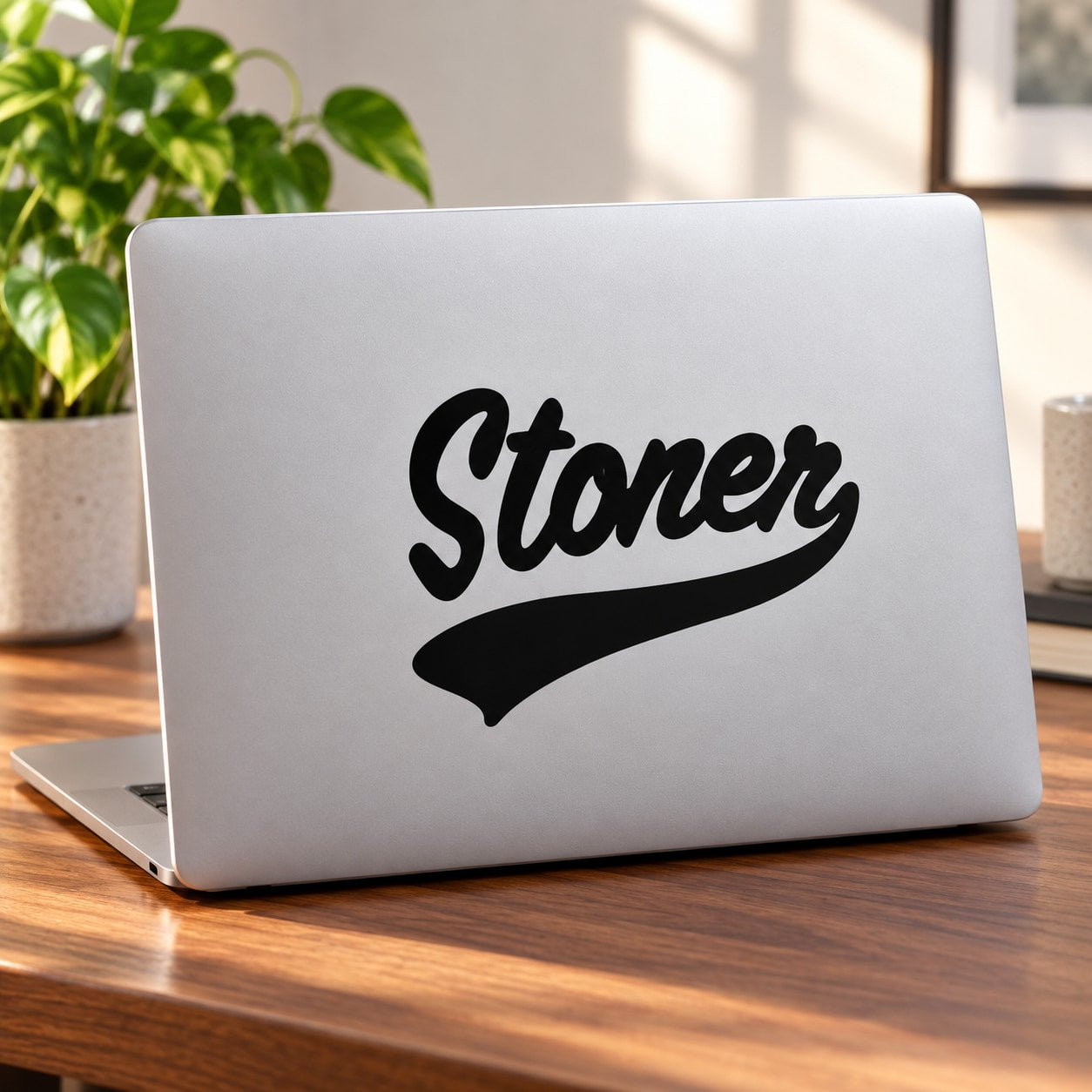 Stoner decal with black cursive "Stoner" text and swoosh underline