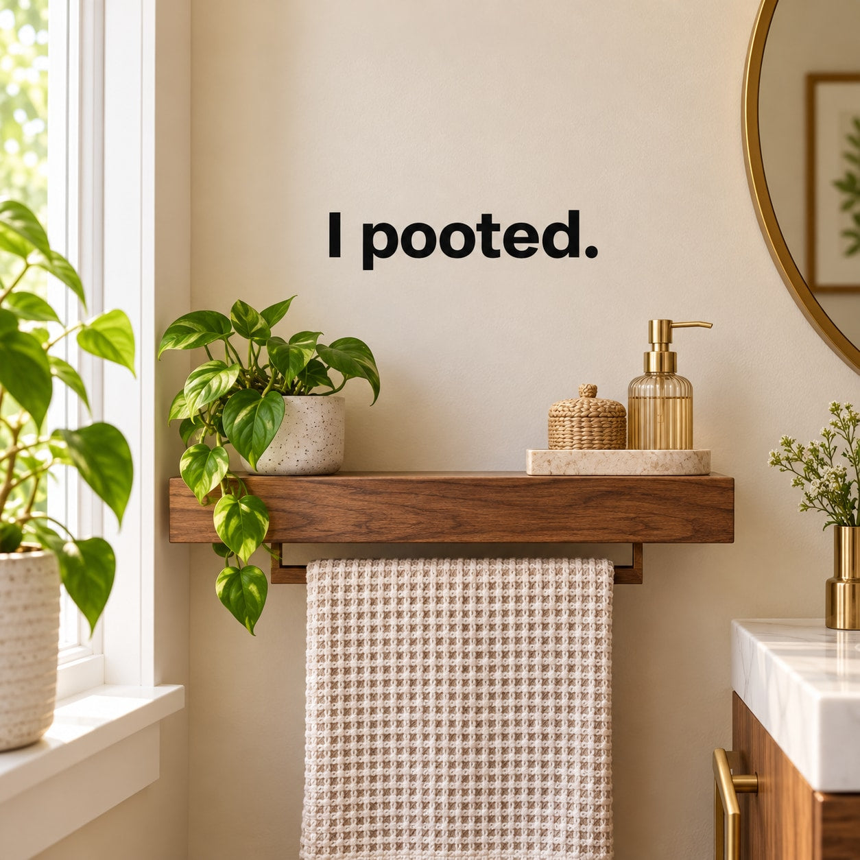 Wall vinyl decal reading "I pooted." in black