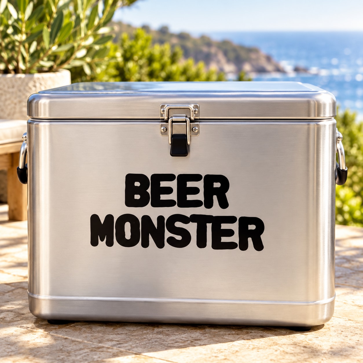 Black BEER MONSTER vinyl decal lettering