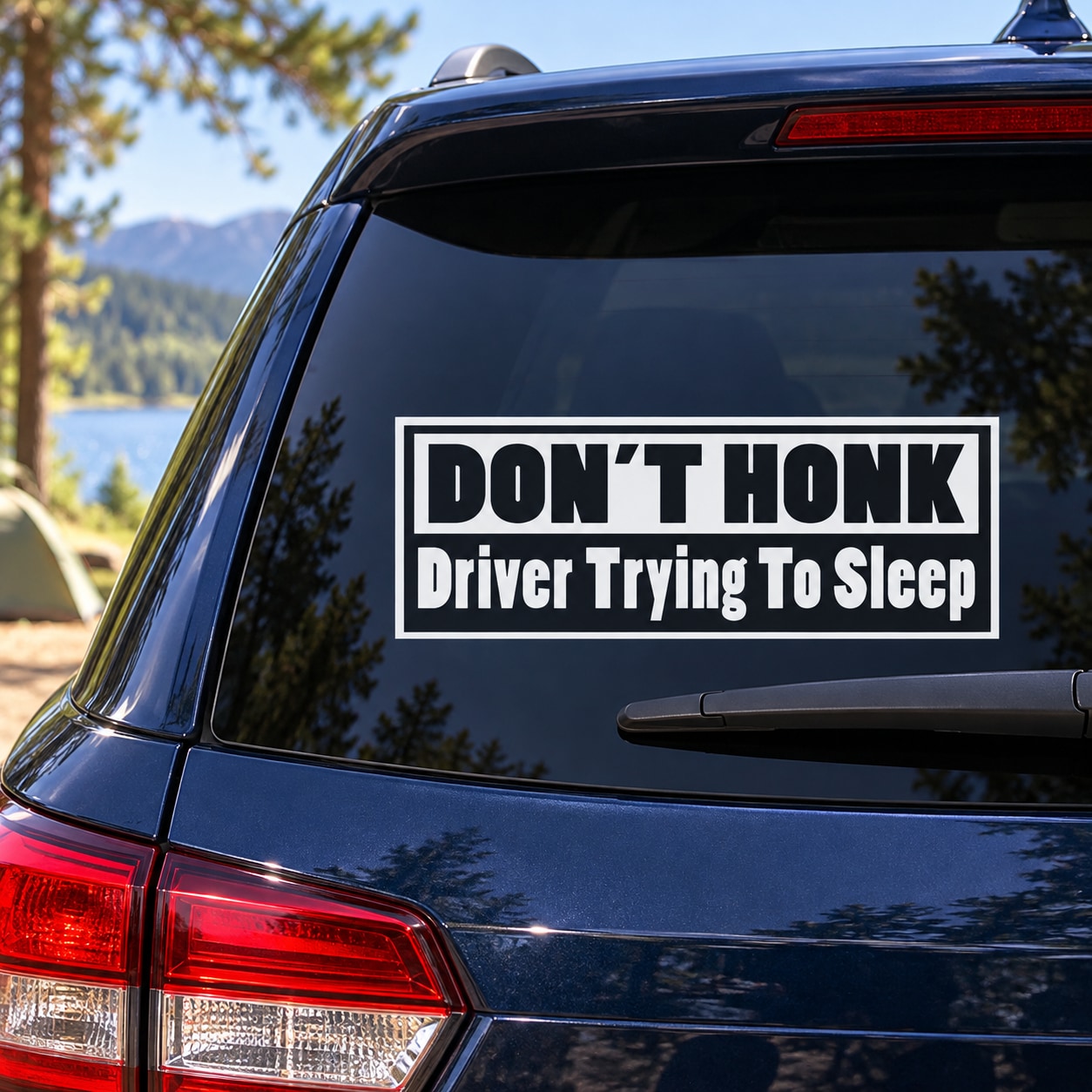 “DON’T HONK” driver trying to sleep car decal sticker on rear window