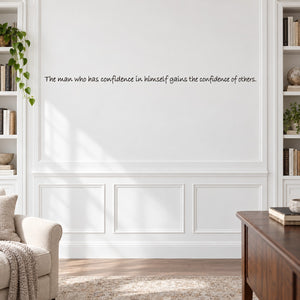 Wall decal with black quote text in script lettering