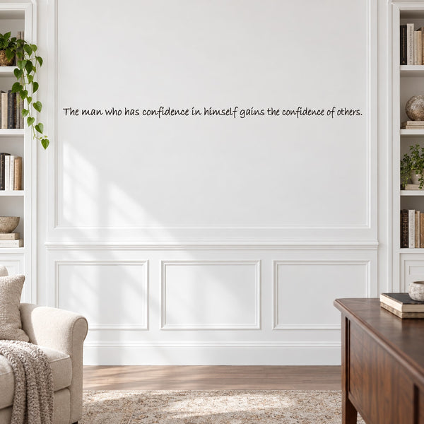 Wall decal with black quote text in script lettering