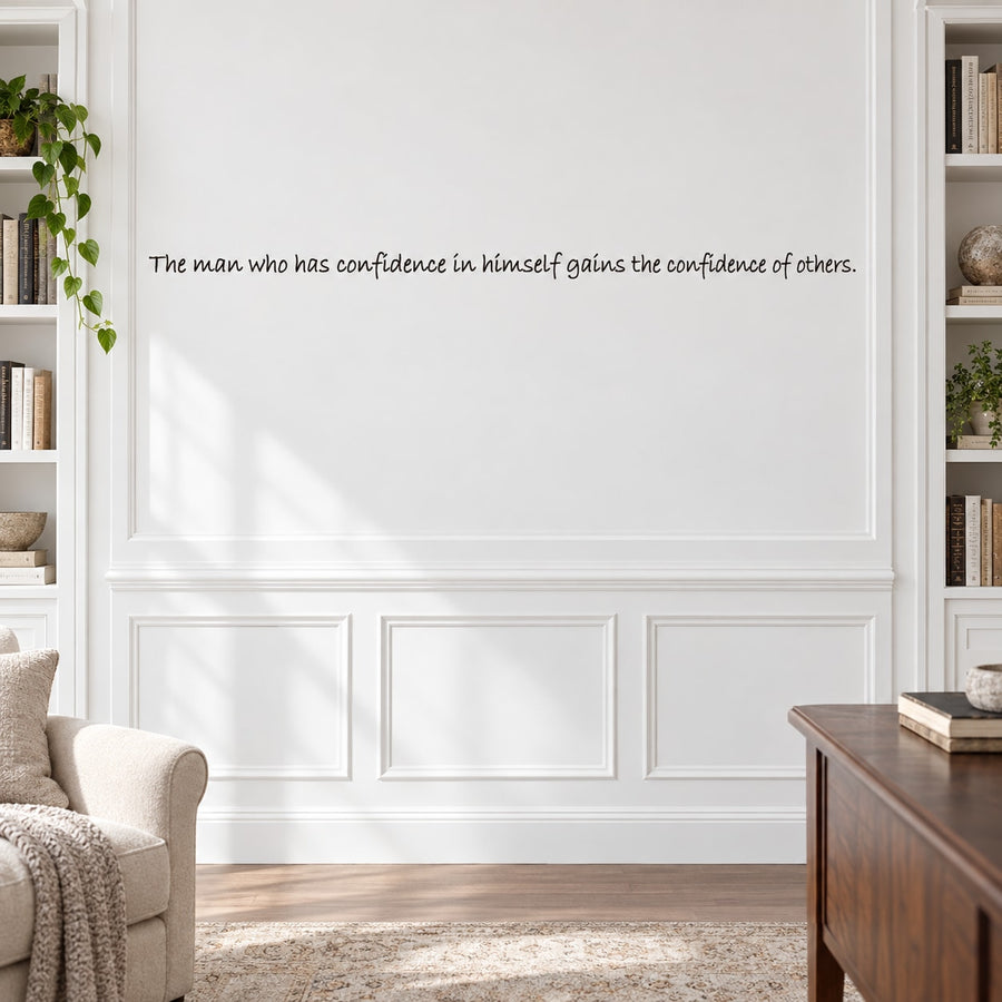 Wall decal with black quote text in script lettering
