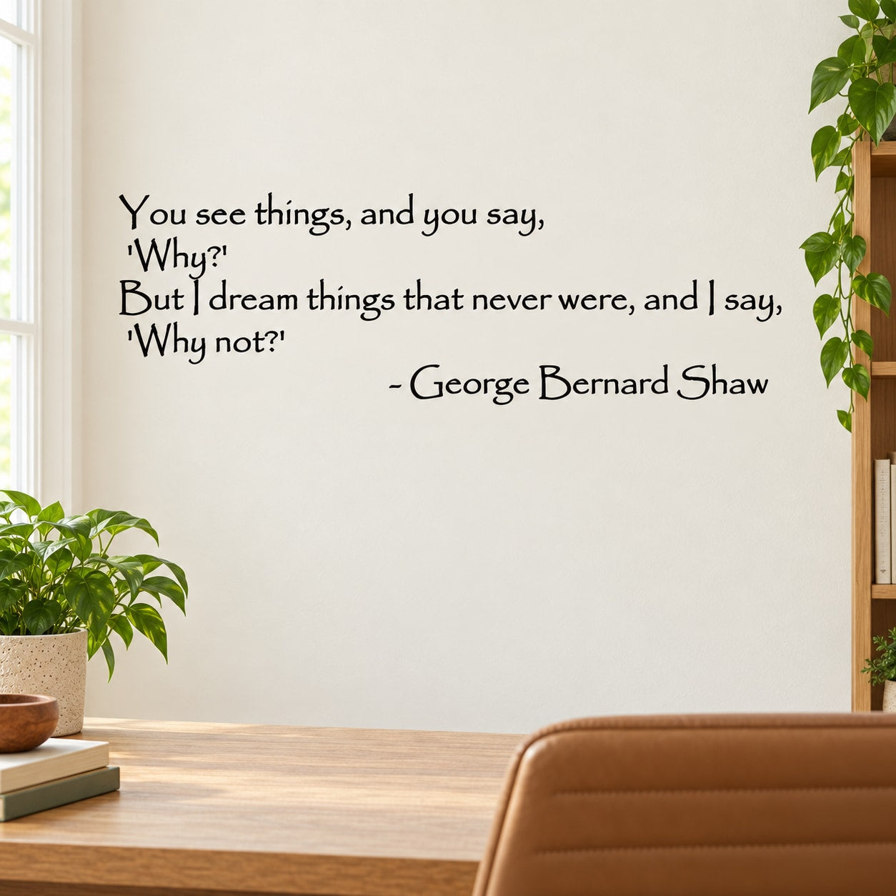 Wall decal with George Bernard Shaw quote text and signature