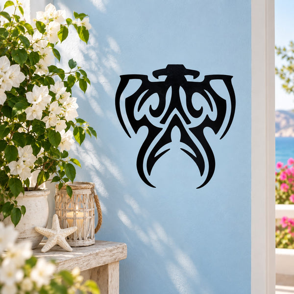 Tribal butterfly wall decal in black tribal artwork