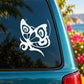 White tribal butterfly head decal on car window