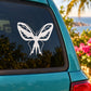 Eagle and butterfly silhouette vinyl decal, white graphic for car window