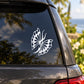 White tribal butterfly body decal on car rear window