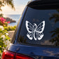 White angel-wing butterfly decal sticker with symmetrical wing detail