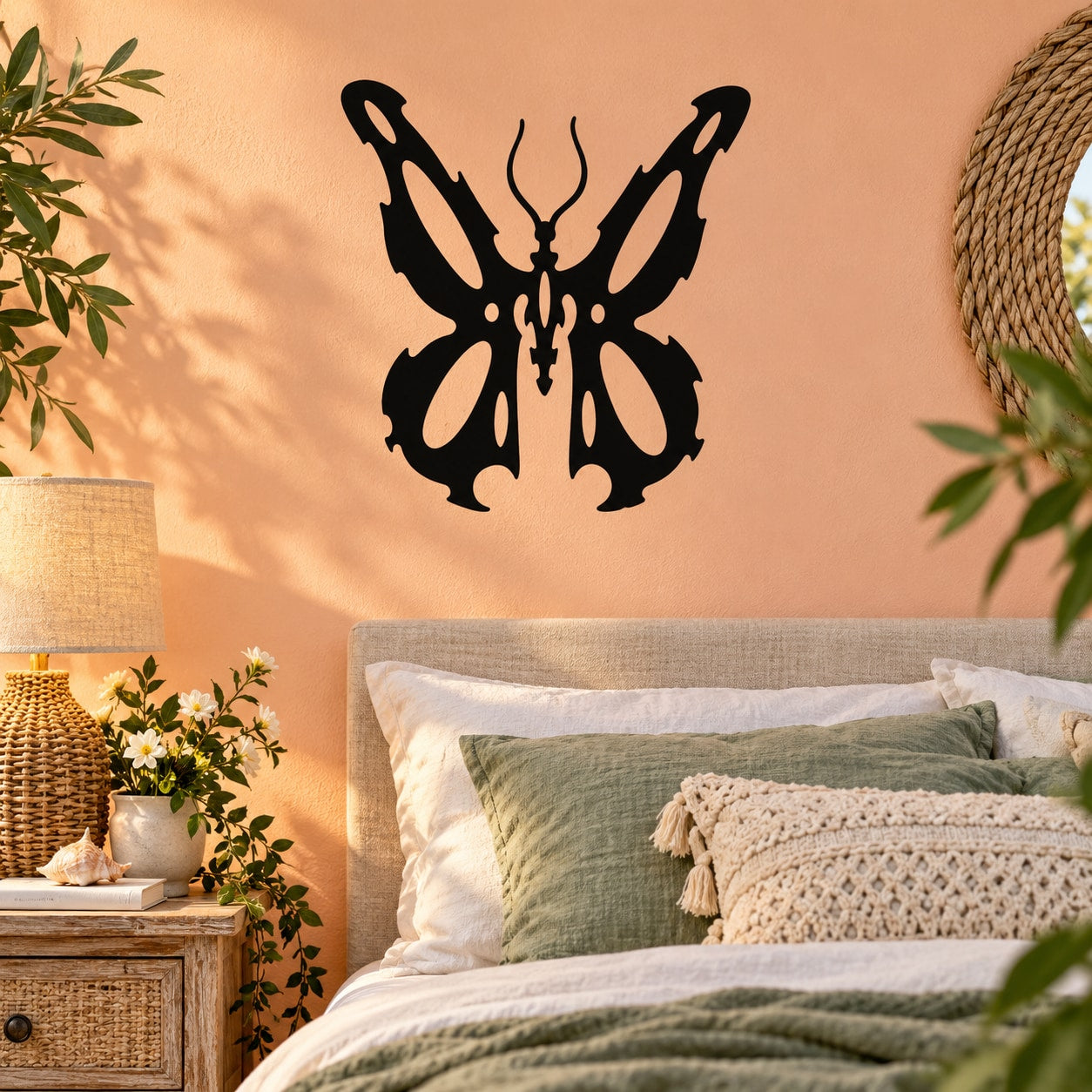 Butterfly wall decal vinyl in black, symmetrical wing design