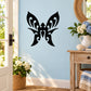 Black butterfly wall decal with symmetrical wing pattern, vinyl sticker