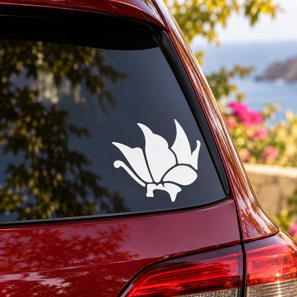 White butterfly vinyl decal on car window