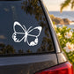 White butterfly vinyl decal on car window