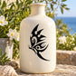 Black vinyl butterfly wall decal with ornate swirl and antennae