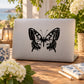 Black butterfly vinyl wall decal with detailed wings and antenna design