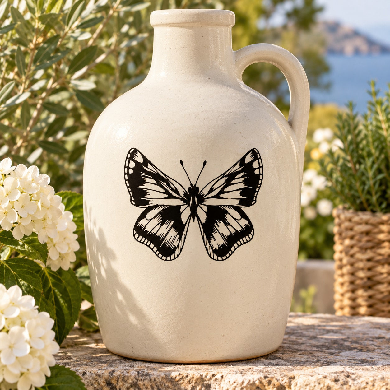 Butterfly vinyl decal, black outlined butterfly design