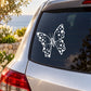 Butterfly vinyl car decal, white butterfly sticker on dark window glass