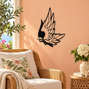 Butterfly vinyl wall decal with wings spread and black outline