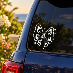 Butterfly vinyl decal in white outline with dotted accent details
