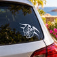 White butterfly vinyl decal for car window, outlined with floral details