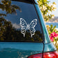 White butterfly vinyl decal sticker on car window
