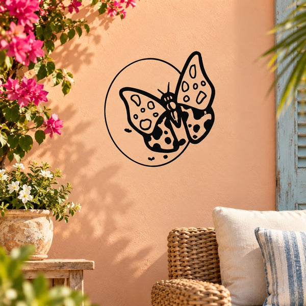 Butterfly wall decal vinyl sticker with three black-outlined butterflies in a circle