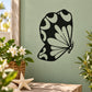 Black butterfly vinyl wall decal with detailed wing pattern