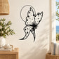 Black butterfly vinyl wall decal with dotted wings and fan-shaped body detail