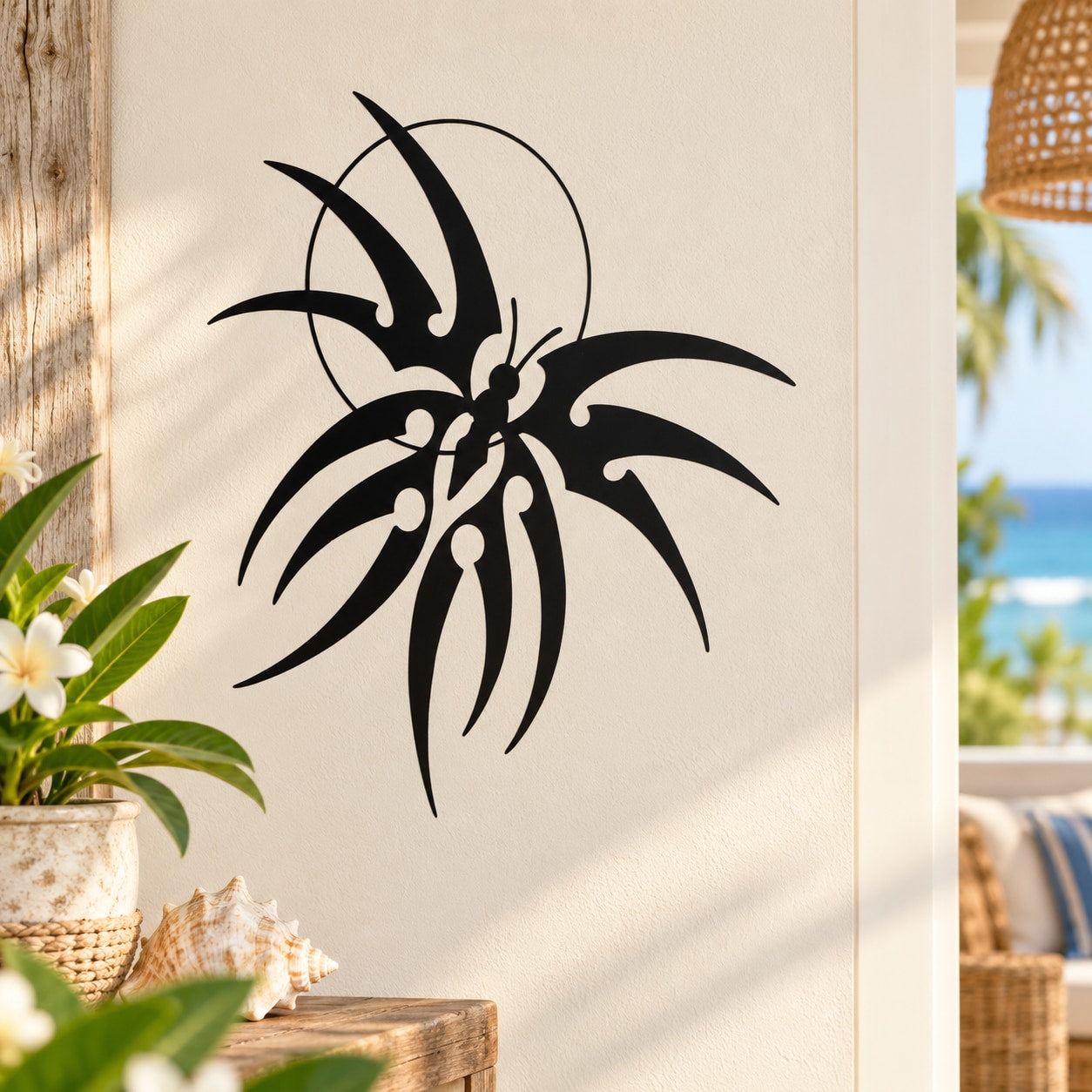 Black butterfly vinyl wall decal with detailed wings and antennae, CF193