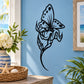 Black butterfly vinyl wall decal with detailed wings and antenna design