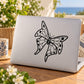 Black butterfly vinyl decal sticker with detailed outline, centered on white background