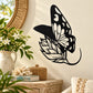 Black butterfly vinyl wall decal with detailed wing and white accents