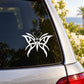 Butterfly vinyl car decal with white wing pattern on dark window